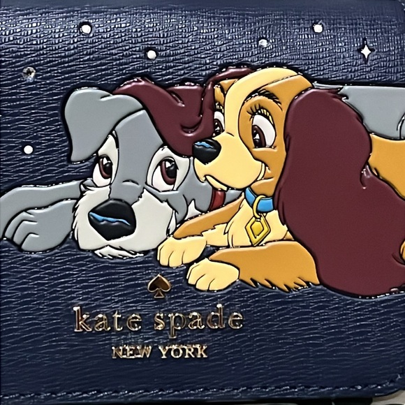 ♠️kate spade X Disney Lady and the Tramp Small Compact Bifold Wallet, Navy NWT - Picture 8 of 13